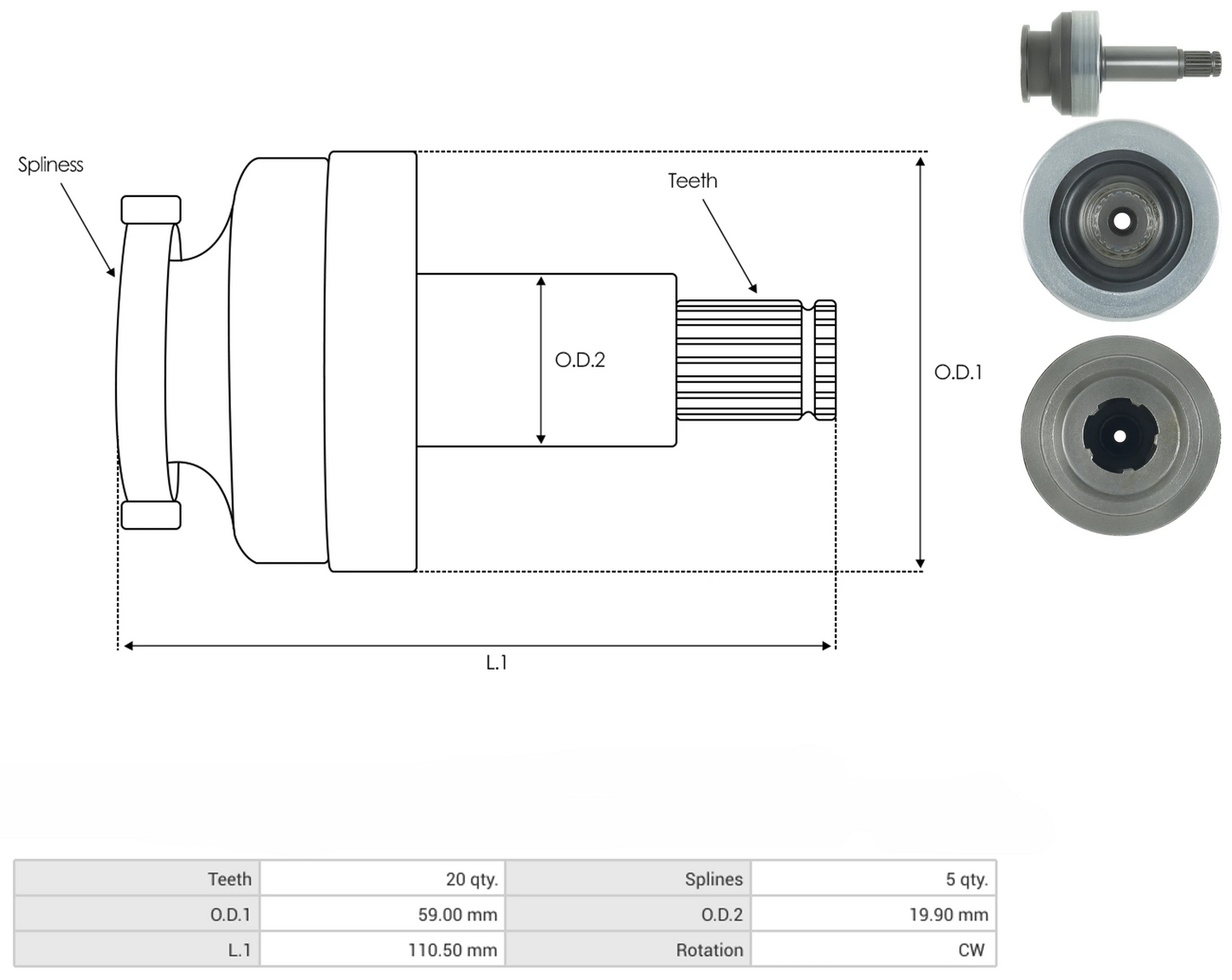 Impulsor Mitsubishi Ford Triton Diesel S/Engrane 54-83415 TIM 1887