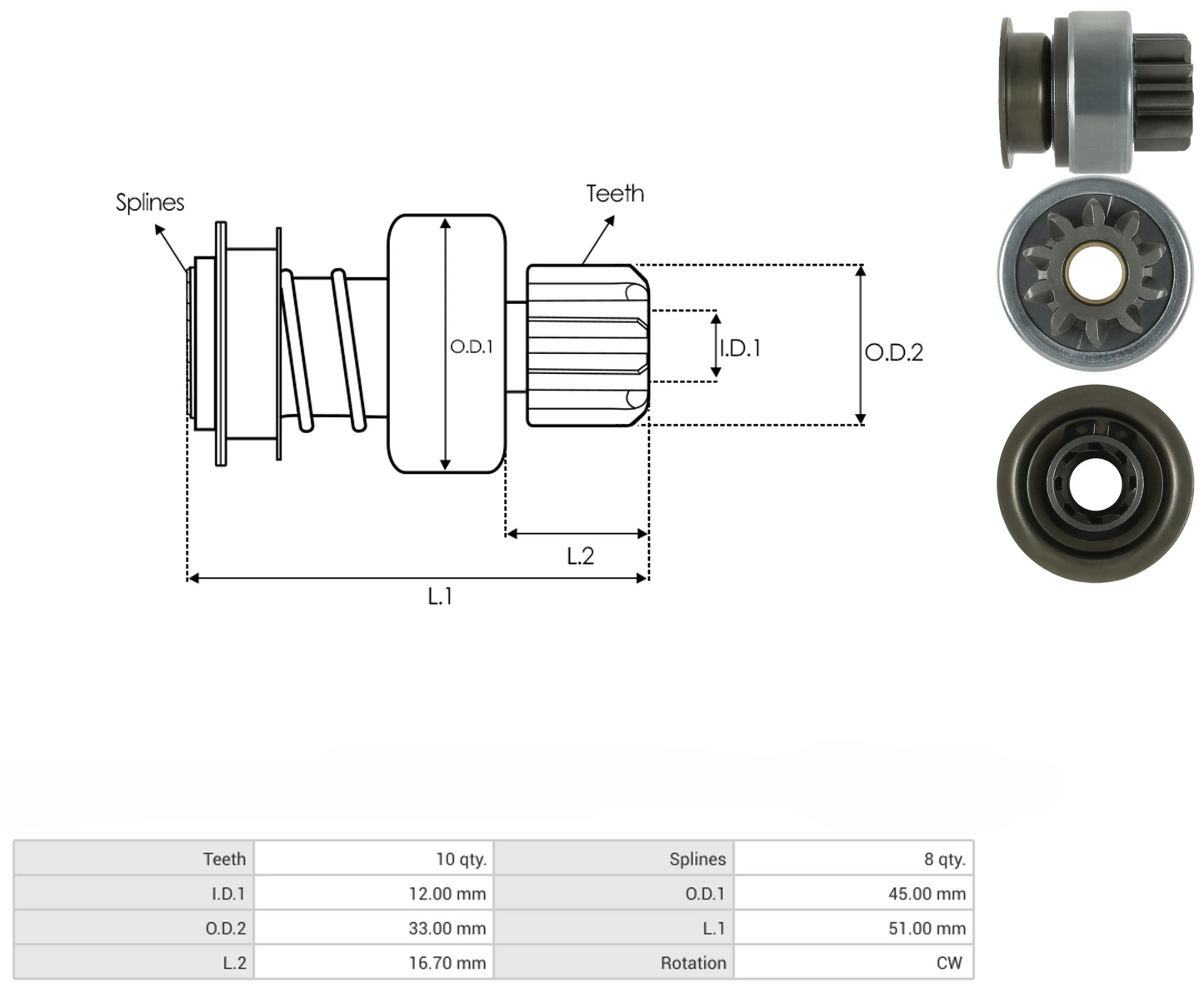 Impulsor Mitsubishi Nissan Ford Jeep 54-8336 TIM 757