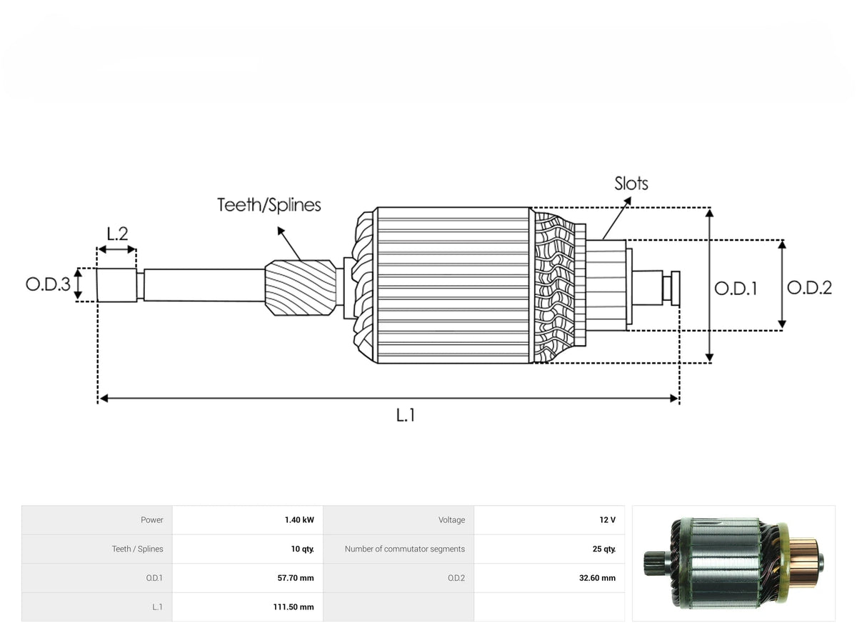 Armadura Hitachi Nissan Hueca 10D 61-8112