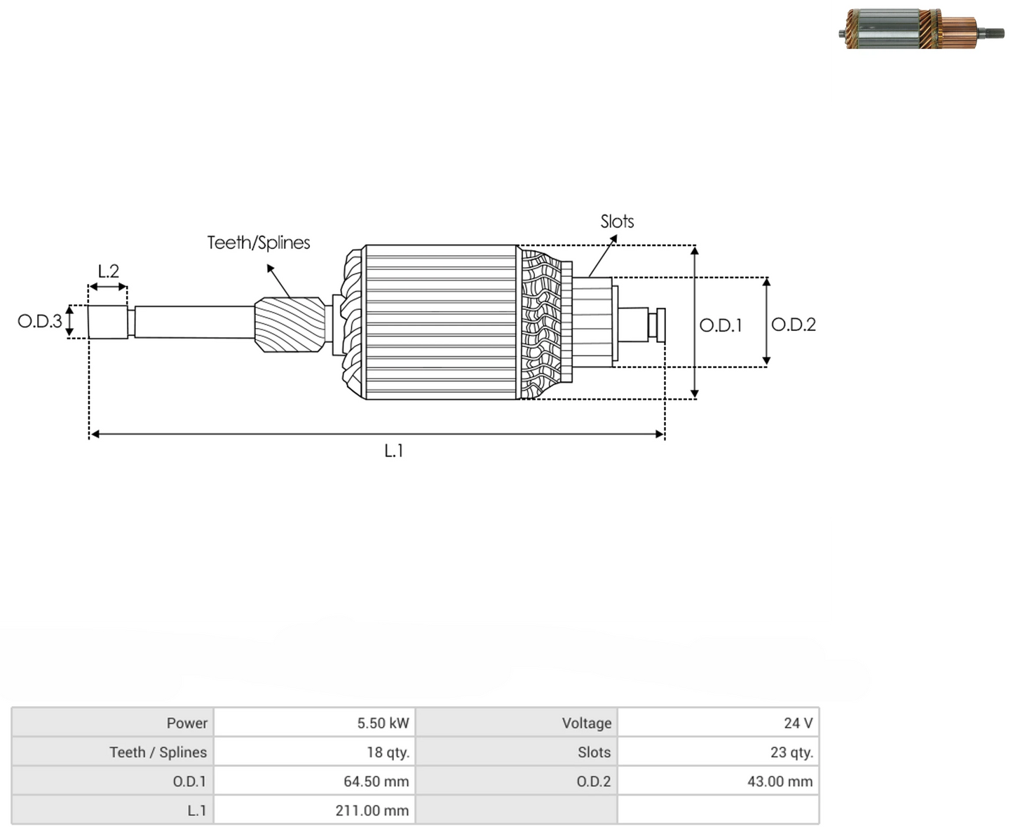 Armadura Nippondenso Case Caterpillar 24V 61-8208