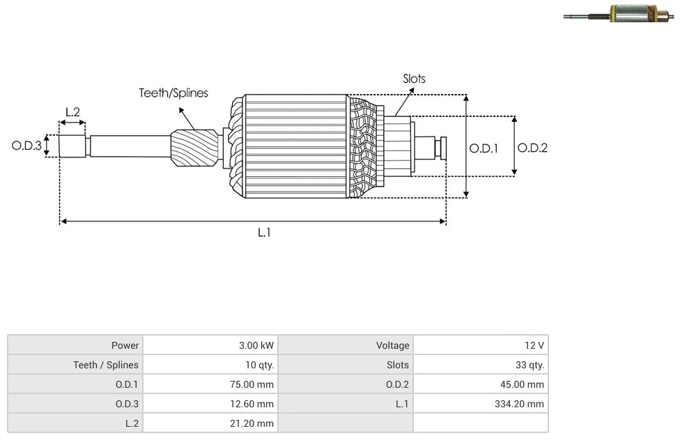 Armadura Perkins Bosch 12V 61-9110