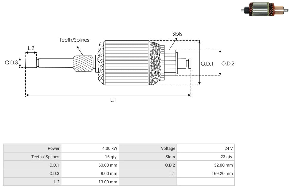 Armadura Bosch Baumasch 16D 24V 61-9142