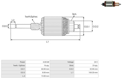 Armadura Bosch Baumasch 16D 24V 61-9142