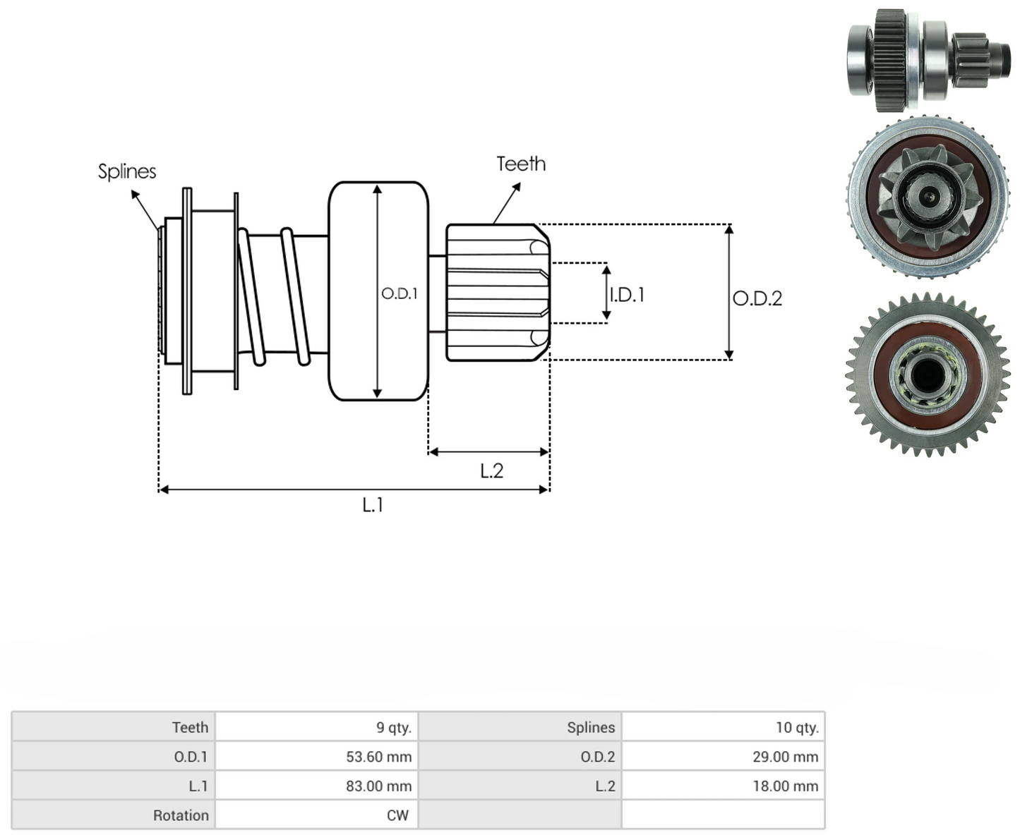 Impulsor Nippondenso Toyota 9D Derecho 54-8235 N9GR326