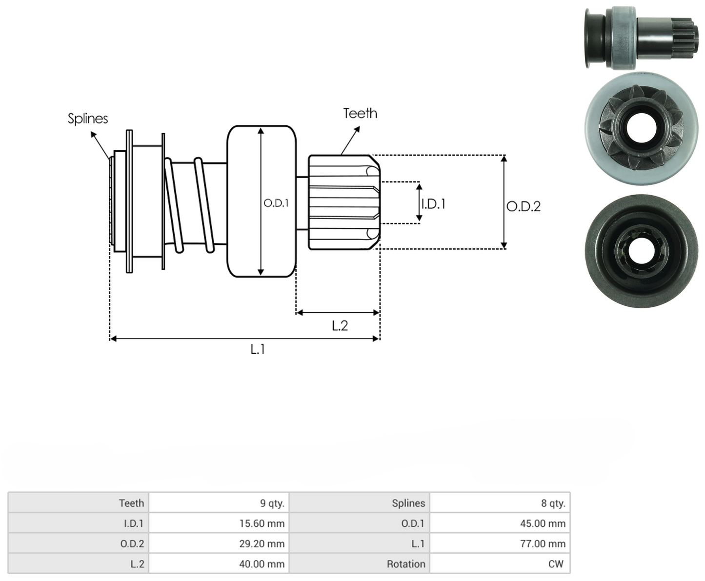 Impulsor Mitsubishi Nissan Frontier 9D 54-8325 TIM 1712