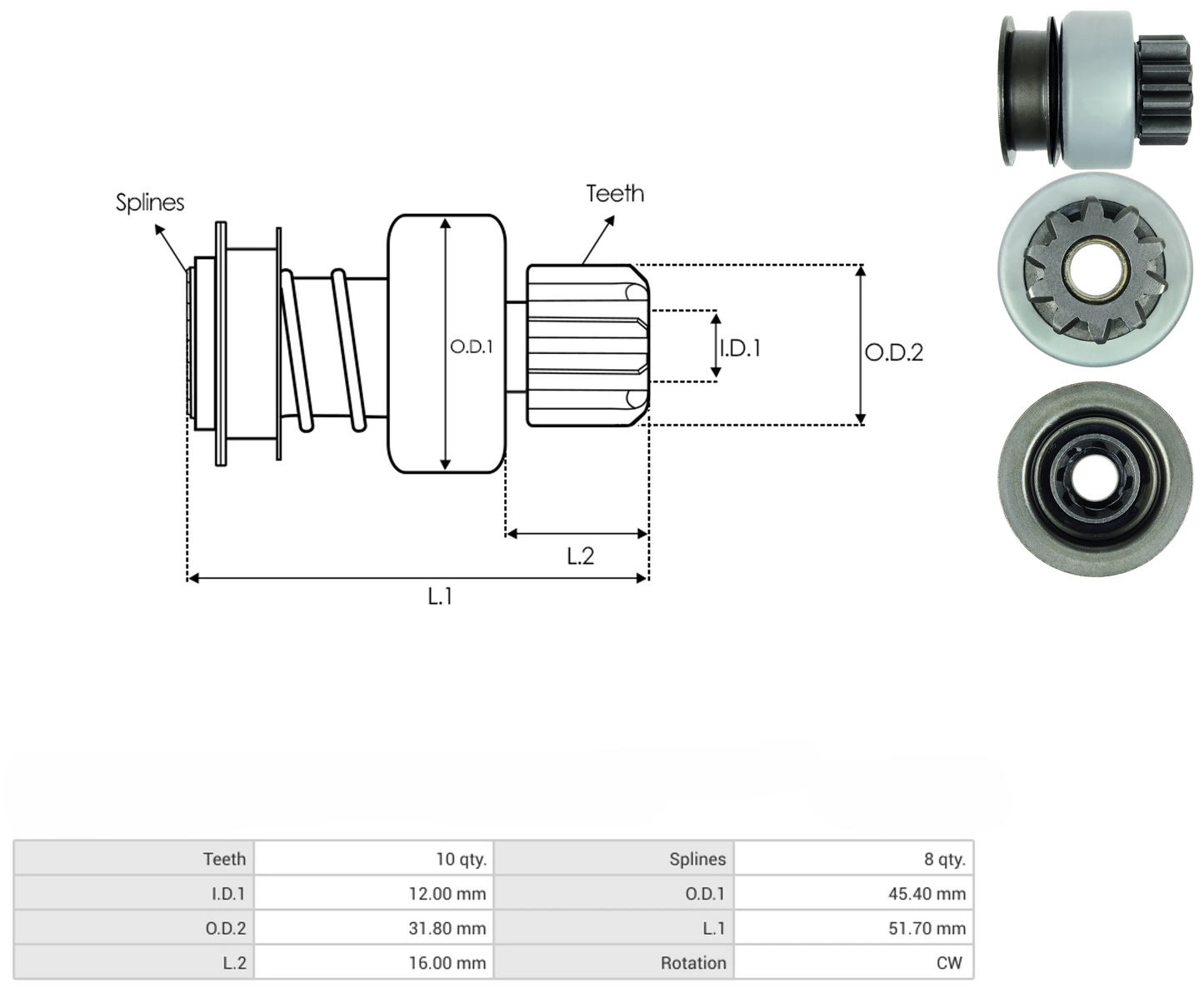Impulsor Mitsubishi Nissan Mazda 10 Dientes 54-8314 TIM 2596