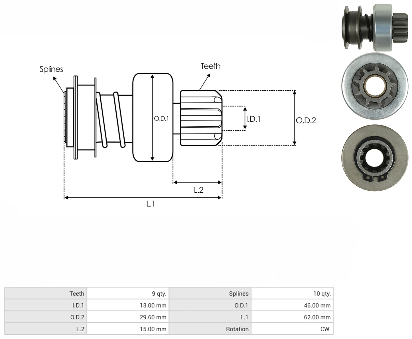 Impulsor Hitachi Datsun Nissan 9D 54-8112 TIM 421-15