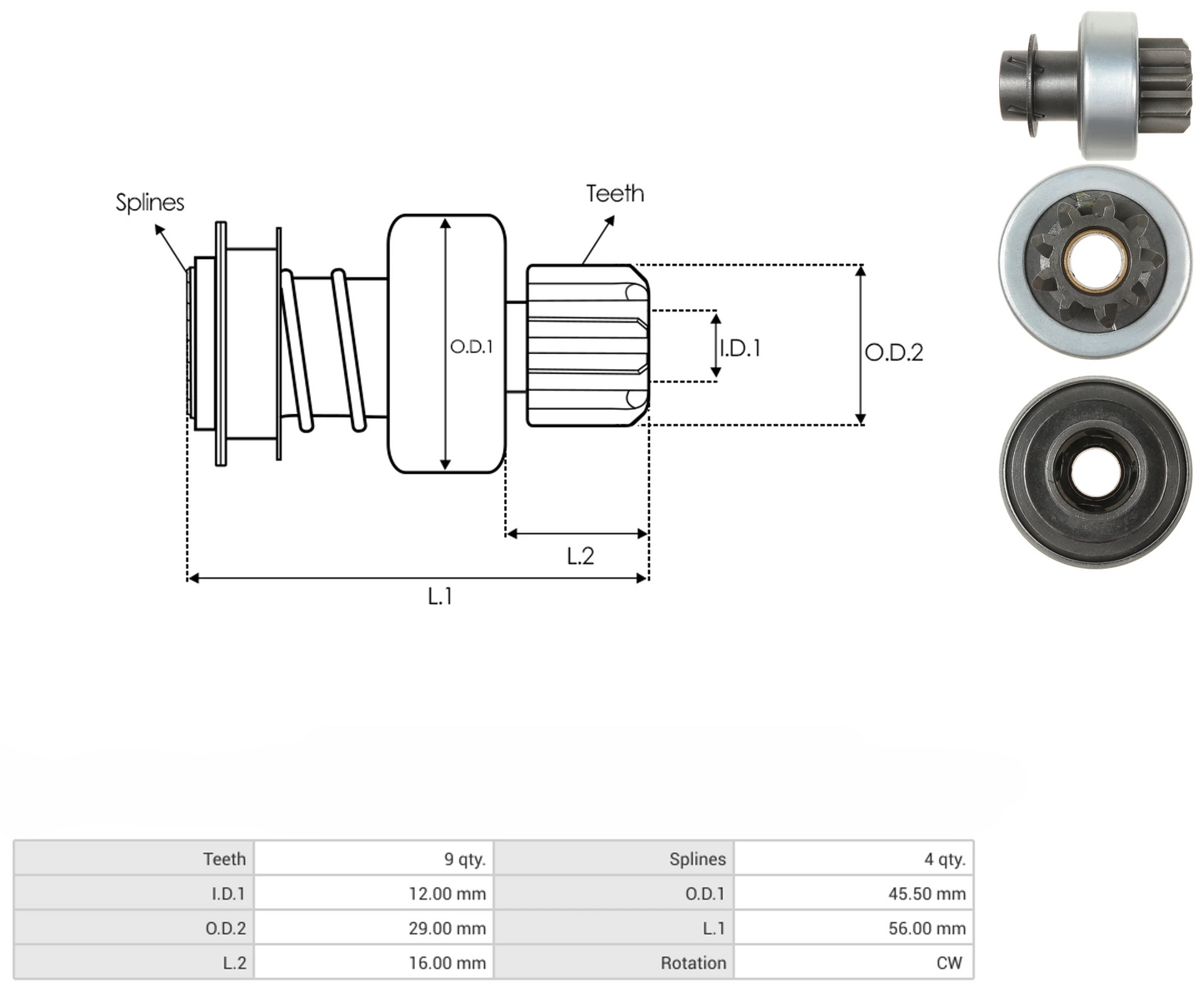 Impulsor Mitsubishi Nissan Ford 9D 54-8319 TIM 627-9