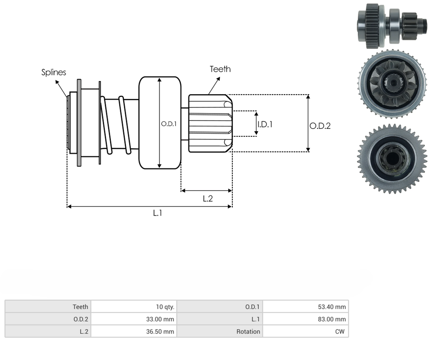 Impulsor Nippondenso Dodge RAM 10D 54-8225 TIM N10GR326